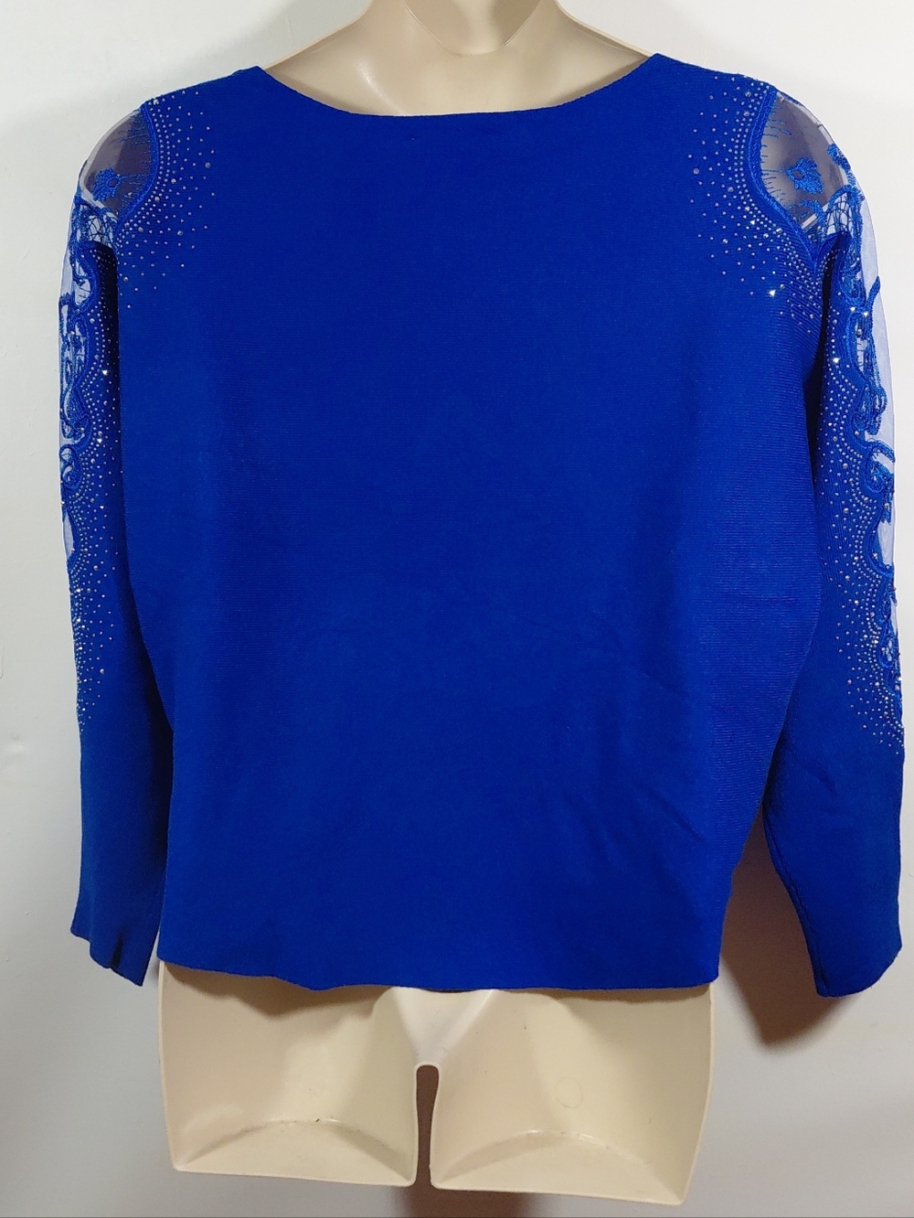 LIV Women’s Royal Blue Embellished Long Sleeve Sweater
